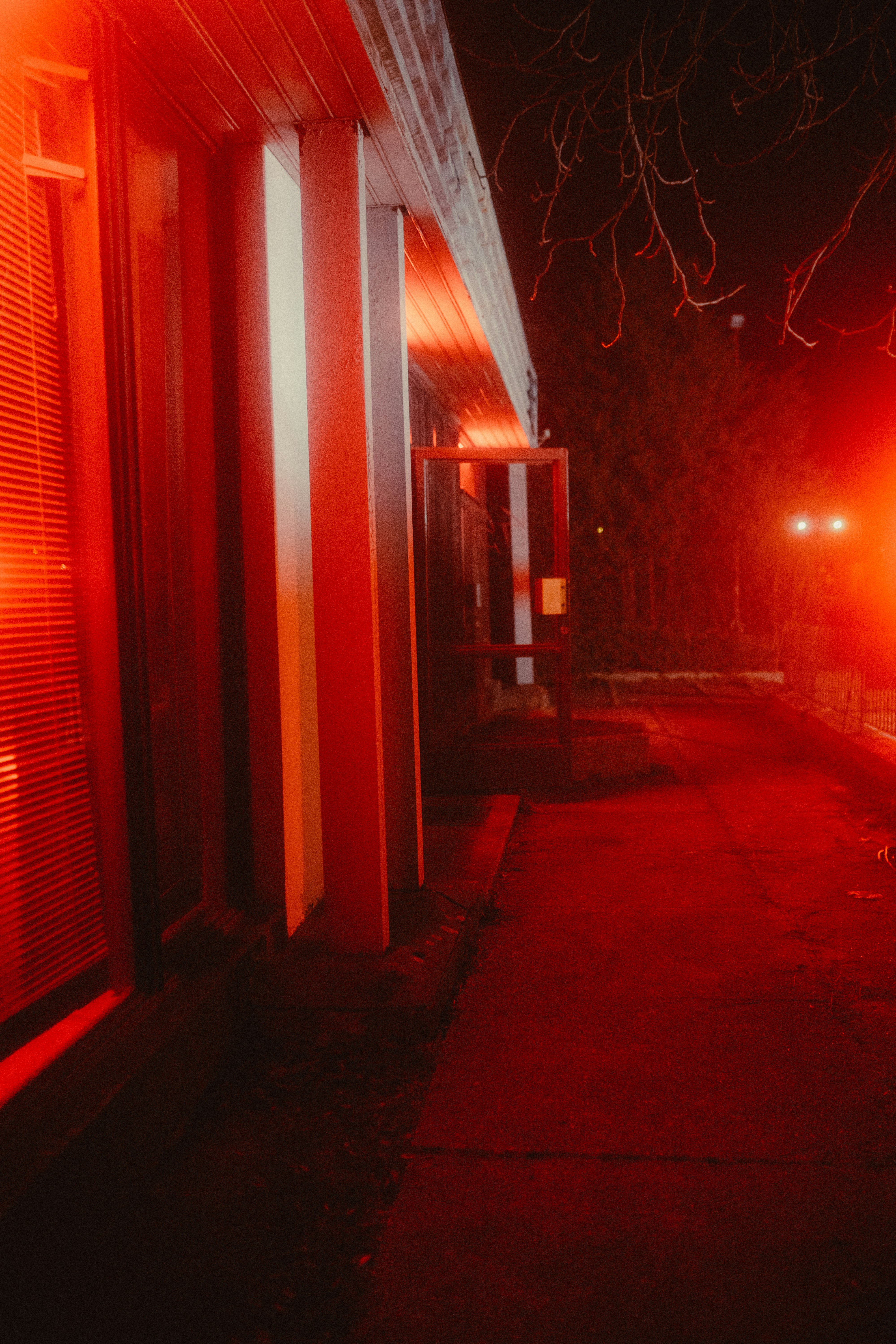 red and white lighted building during night time